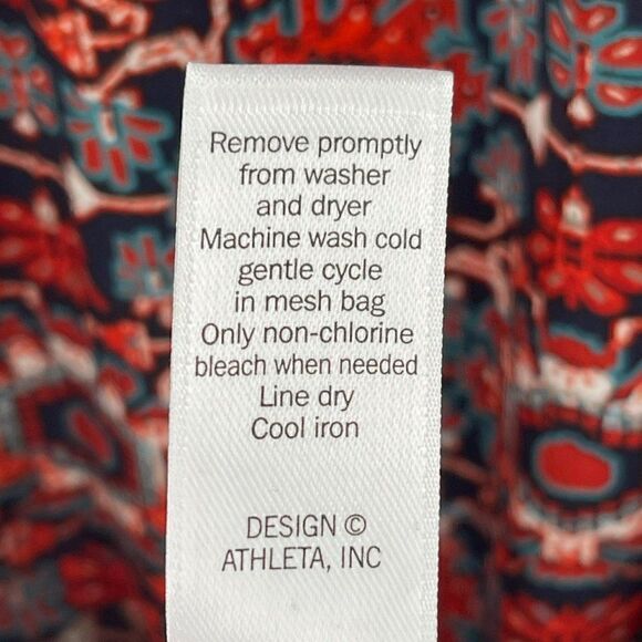 Athleta Printed Martinique Dress Tassel Faux Wrap Knee Length Red Women Medium - Picture 11 of 11